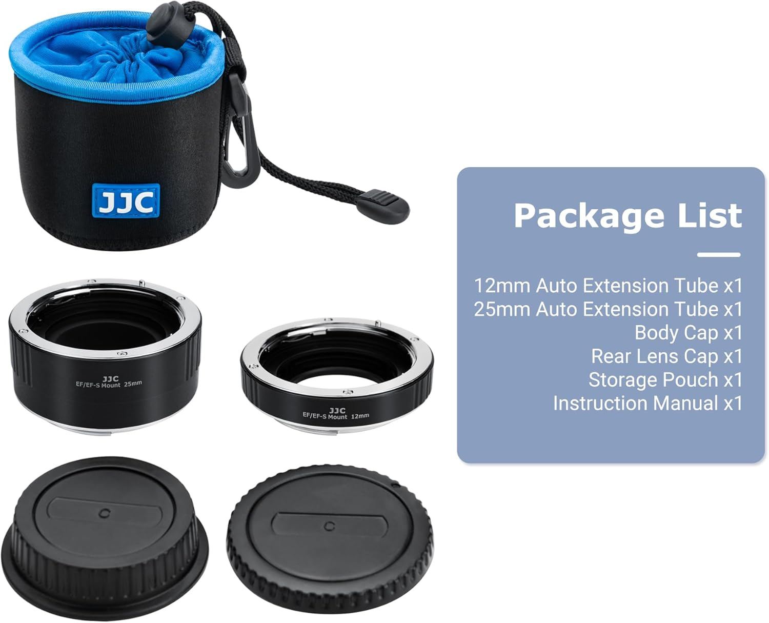 JJC Metal Auto Focus AF Macro Extension Tube Ring Set 12Mm,25Mm, for Canon EF EF-S Mount Lens DSLR Camera EOS 60D 7D 550D 760D 700D 80D 70D 5D Mark IV III 6D 7D Mark II, for Extreme Close-Ups image number 5