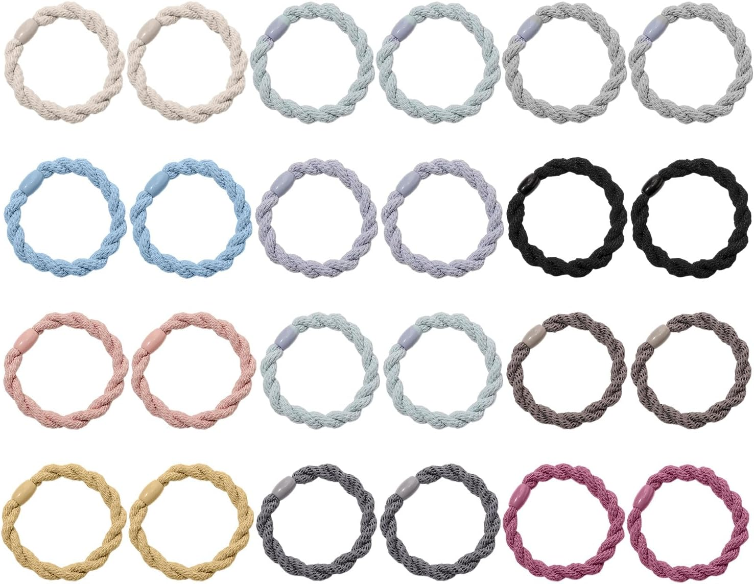 Pack of 24 Braided Twist Hair Bobbles, Fashionable and Simple Hair Ties, Ponytail Hair Bobbles, Elastic Hair Bobbles, Hair Fixing Hair Ties, Hair Accessories image number 2