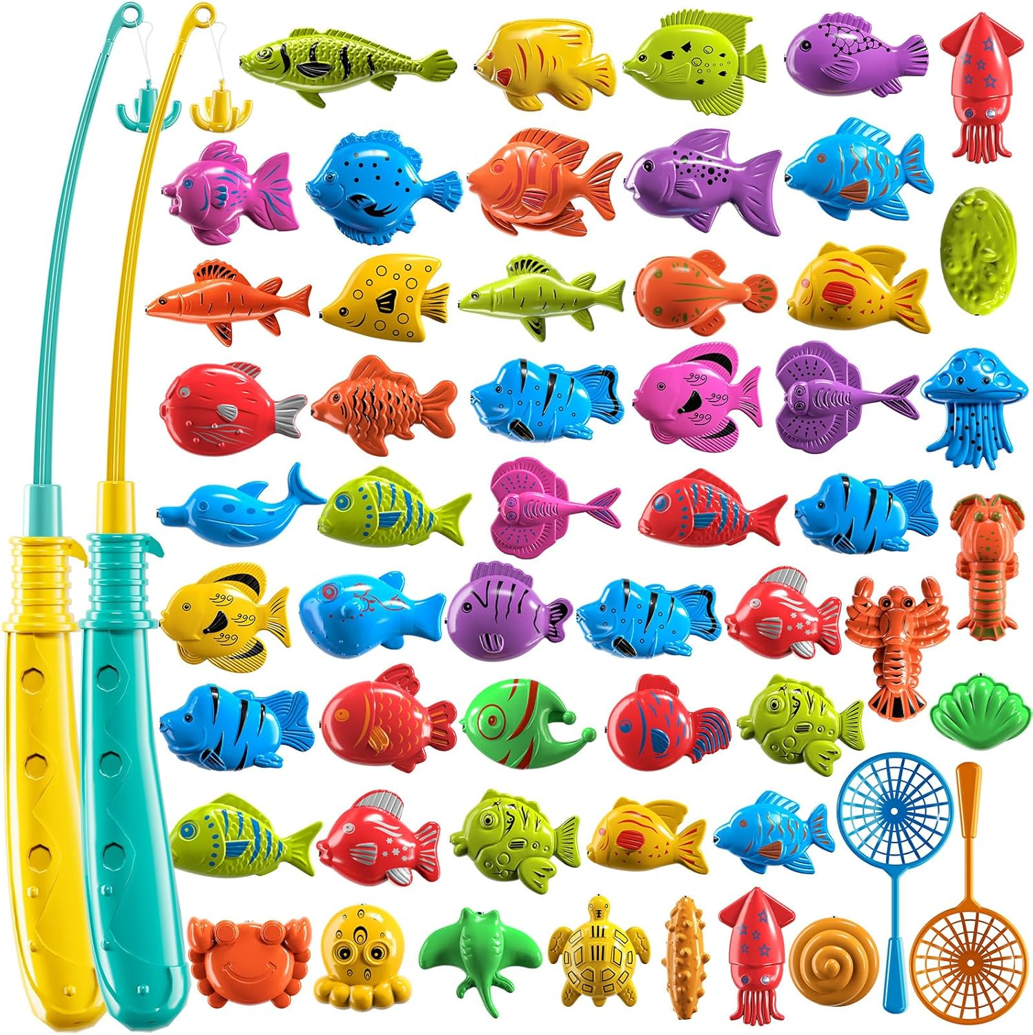 Fishing Toys Games for Kids 3 4 5 6 7 8 Year Old - Magnetism Floating Fish Toys, Pole Rod Net, Bathtub Toys, Indoor Outdoor Party Swimming Pool Playset for Toddlers Boys Girls Age 1-3 2-4 image number 6