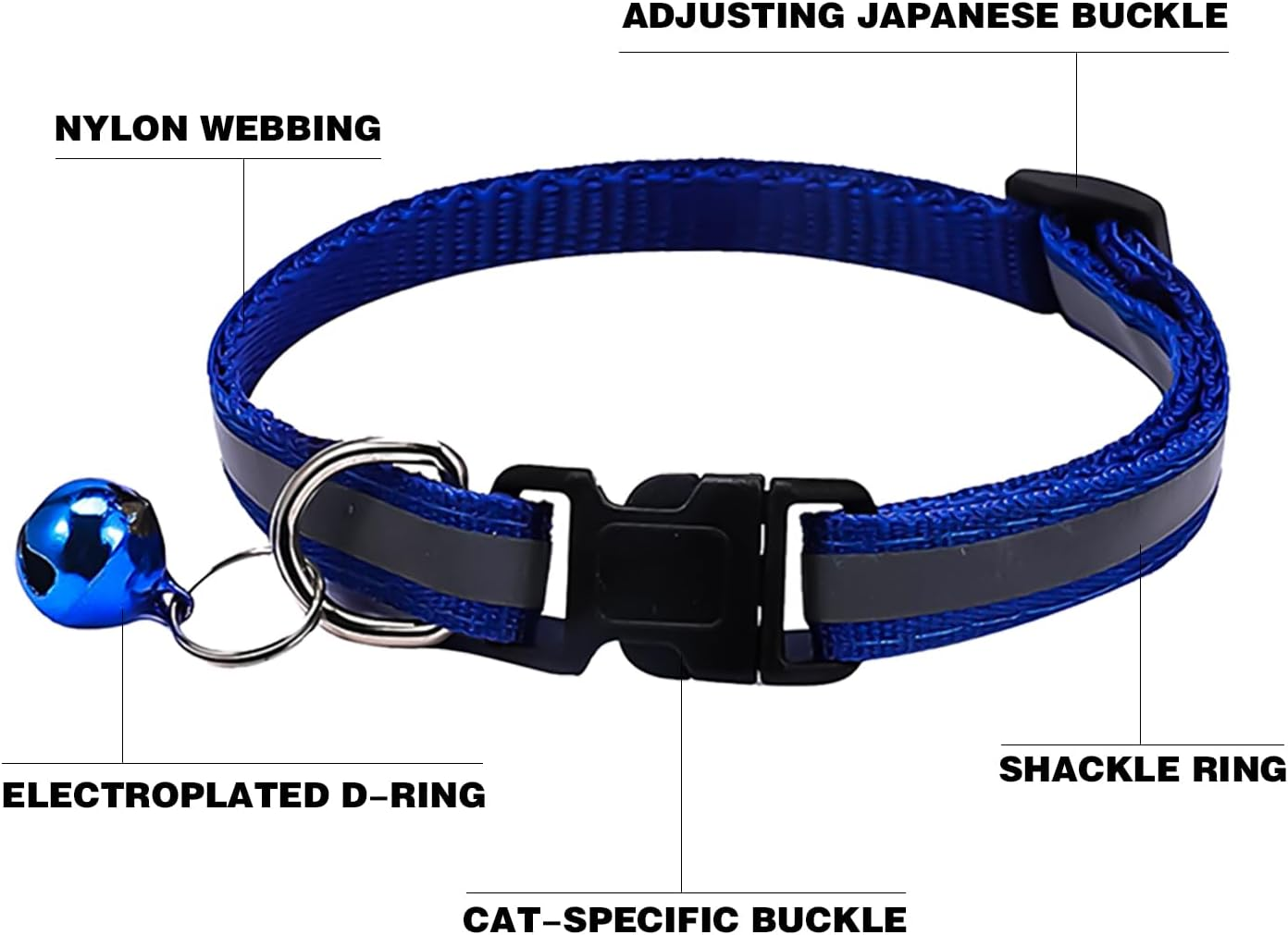 Cat Collar, Pack of 6 Collars Cat Collars with Safety Clasp, Pet Collar, Dog Collar, Cat Collars with Bell, Reflective Cat Collar, Adjustable image number 5