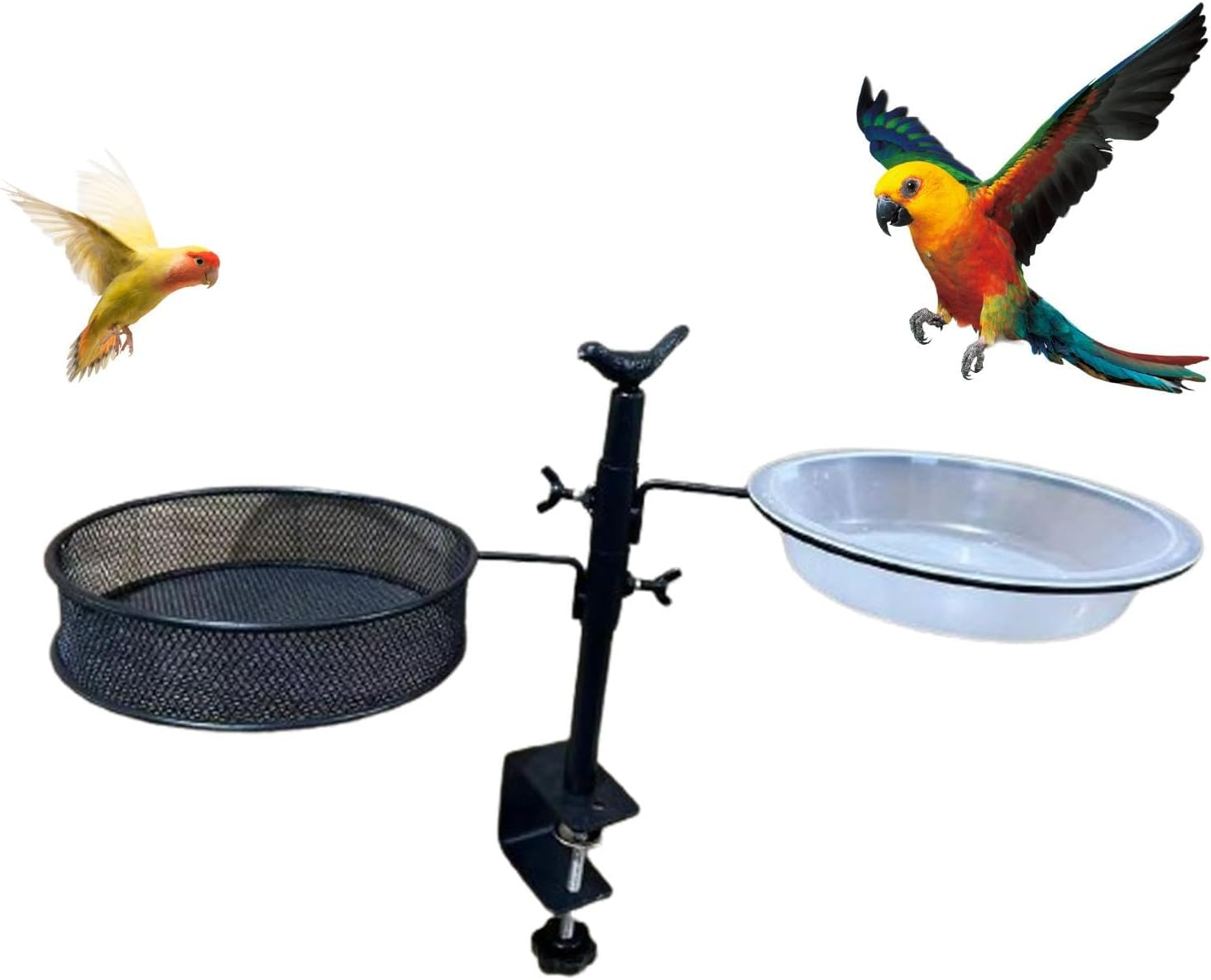 Kezvmhy Deck Handrail Bird Feeder, Deck Bird Feeder, Adjustable Deck Mounted Bird Water Bowl - Bird Feeding Field, Flowerpot Stand, 360 Degree Rotatable Attracting Birds