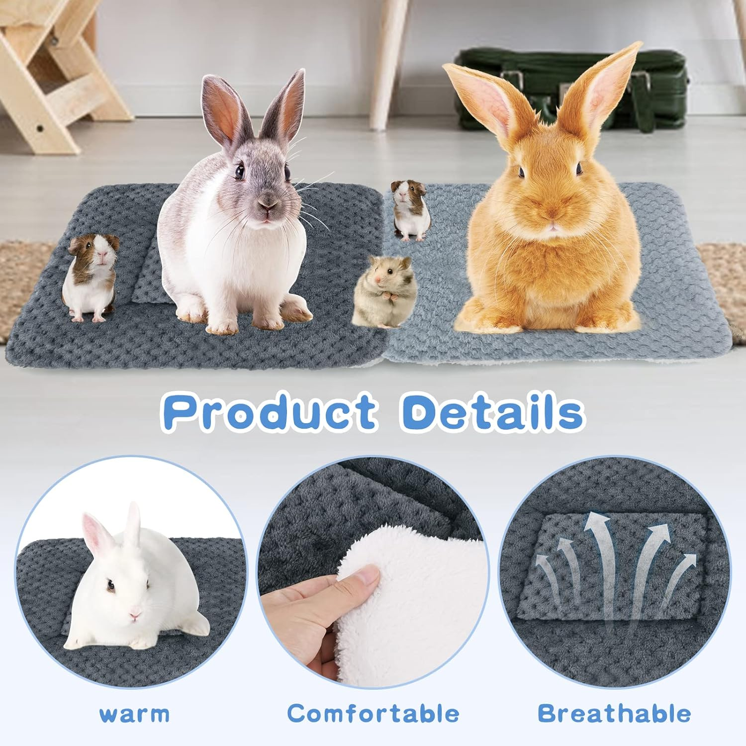 Small Animal Plush Bed Pack of 2 Warm Fluffy Puppy Blanket Fleece Rabbit Guinea Pig Cushion Bed Sleeping Mat for Puppy Dog Kitten Rabbit Chinchilla Squirrel Hamster 30 X 30 Cm image number 2