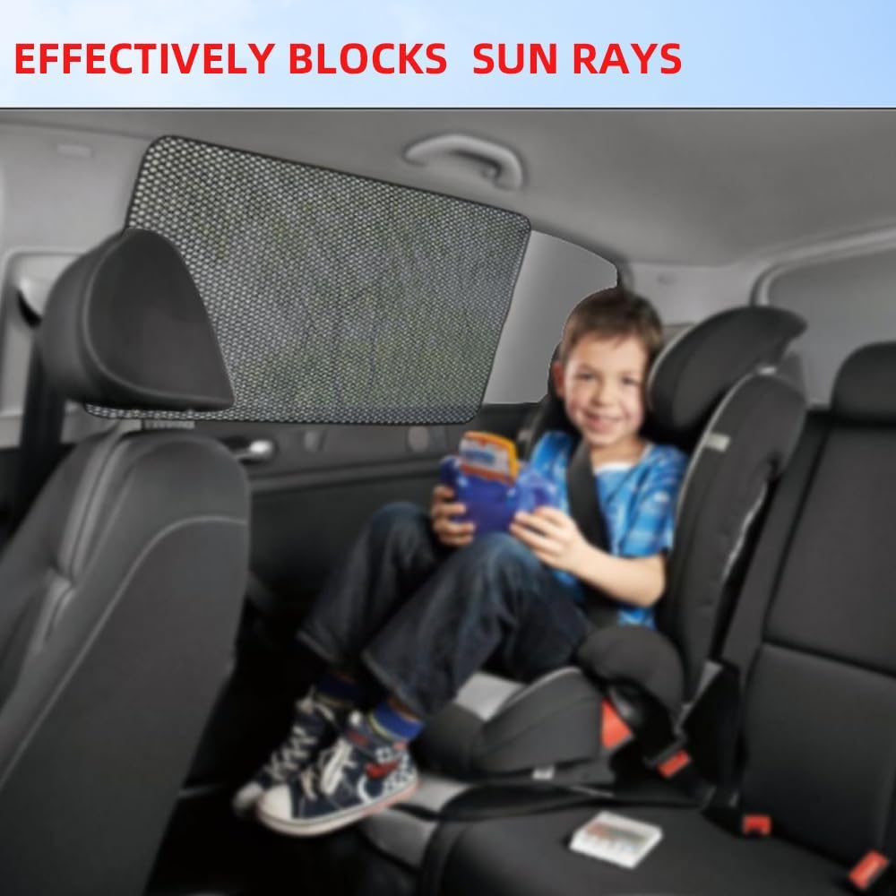 Skycabin 2 Pack Car Side Rear Window Sun Shades, 7D Reflective Carbon Fibre Mesh Side Window Car Shade for Protecting Kids&Children,Car Back Windows Cover for Car, Truck, SUV, Van image number 5