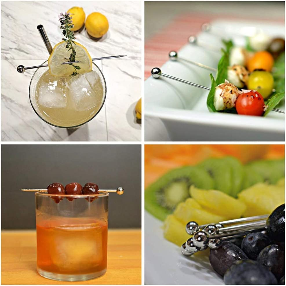 50 Pieces Stainless Steel Cocktail Picks Metal Martini Picks 4.3 Inch