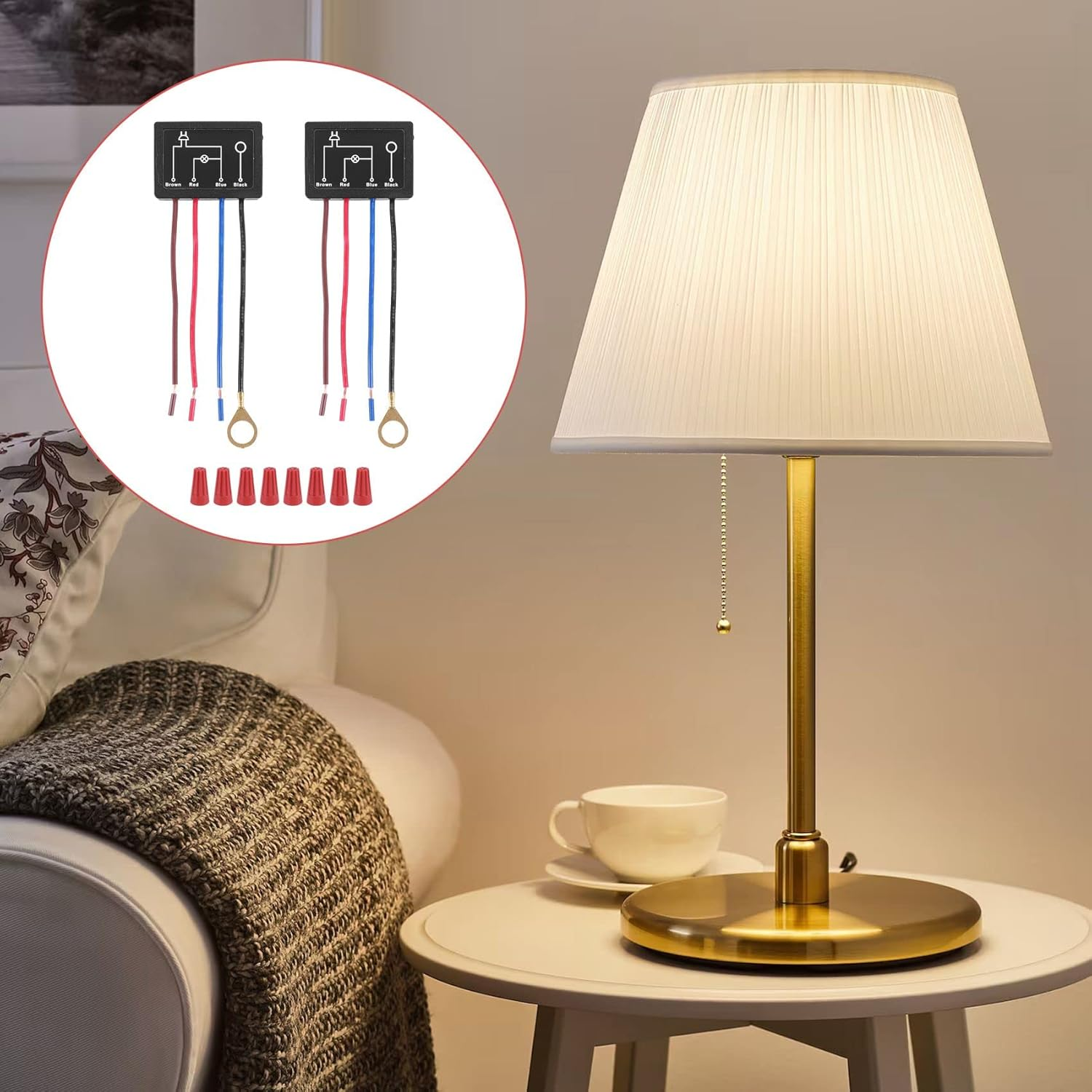 Touch Lamp Switch 2 Pack,Touch Lamp Control Module for Dimmable Led,Bulbs,Lamp Switch Replacement Kit with Wiring Caps image number 4