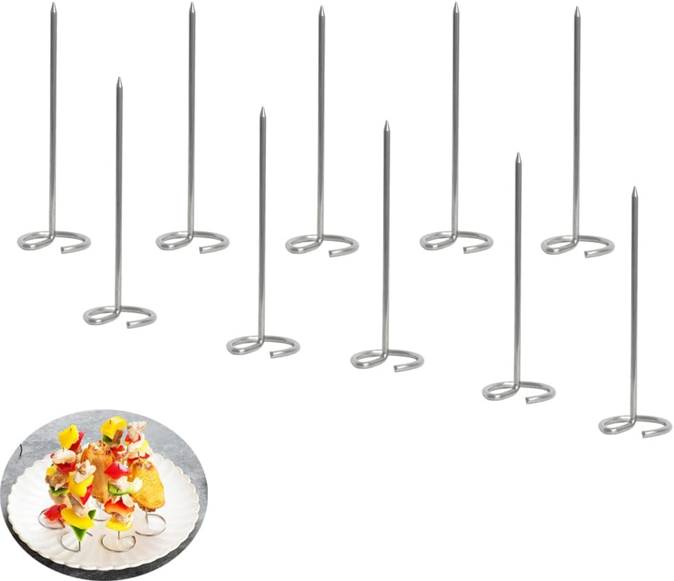 10 Pack Air Fryer Skewers Mini Kabob Skewer Stand Stainless Steel Sticks Vertical Holder for Ninja Foodi Instant Pot Toaster Oven Grilling Kitchen Kebab BBQ Shrimp Steak Veggie Chicken image number 6