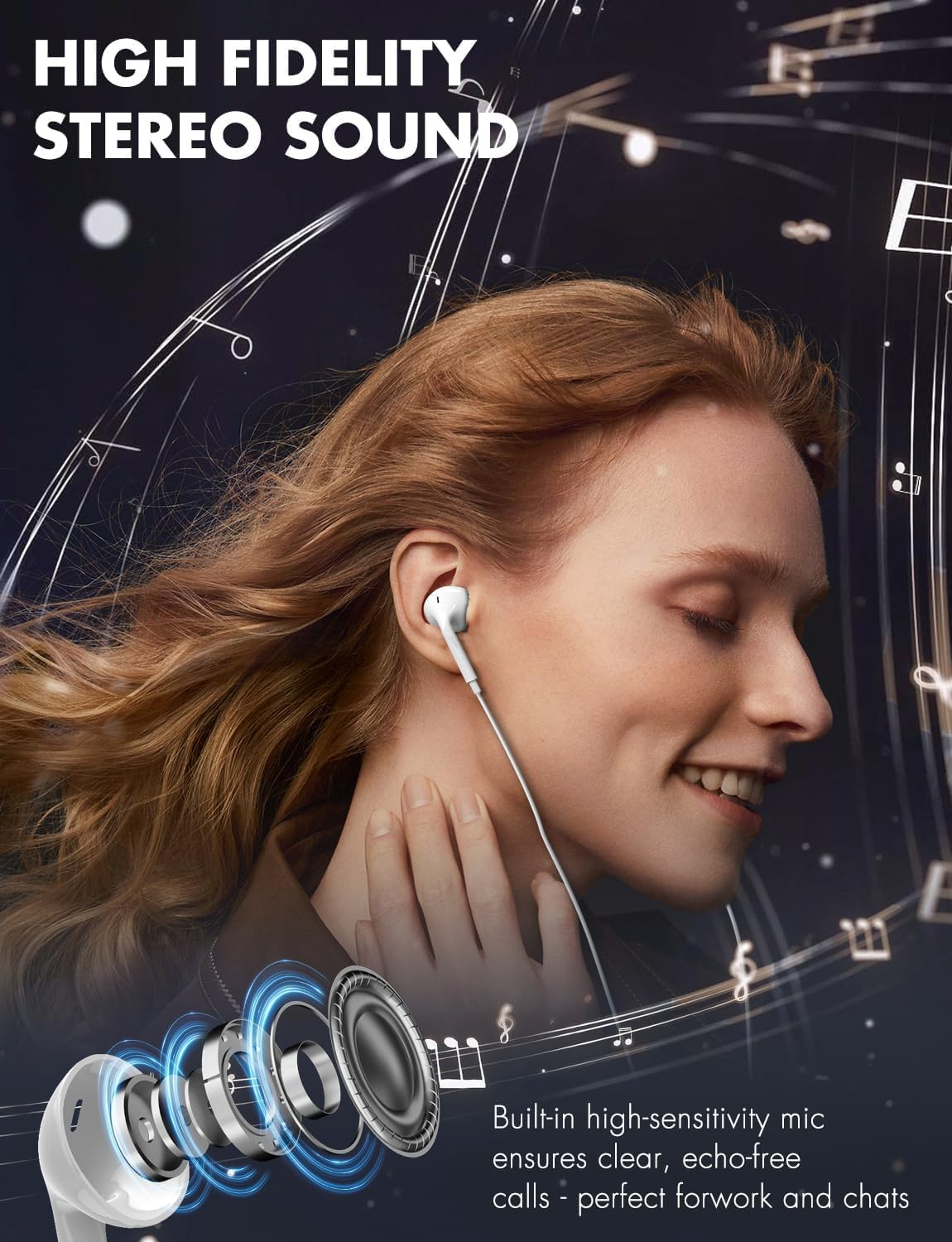 XINSHIKEJI 2 Pack Headphones with Cable in Ear with Microphone and Volume Control for Most 3.5 Mm Jack Audio Devices image number 6