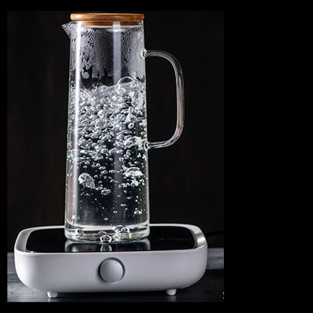 Vmitejoe 1.7L Glass Water Pitcher with Handle Bamboo Lid Heat Cold Hot Kettle Capacity Tea Pitcher Water Juice Jug image number 6