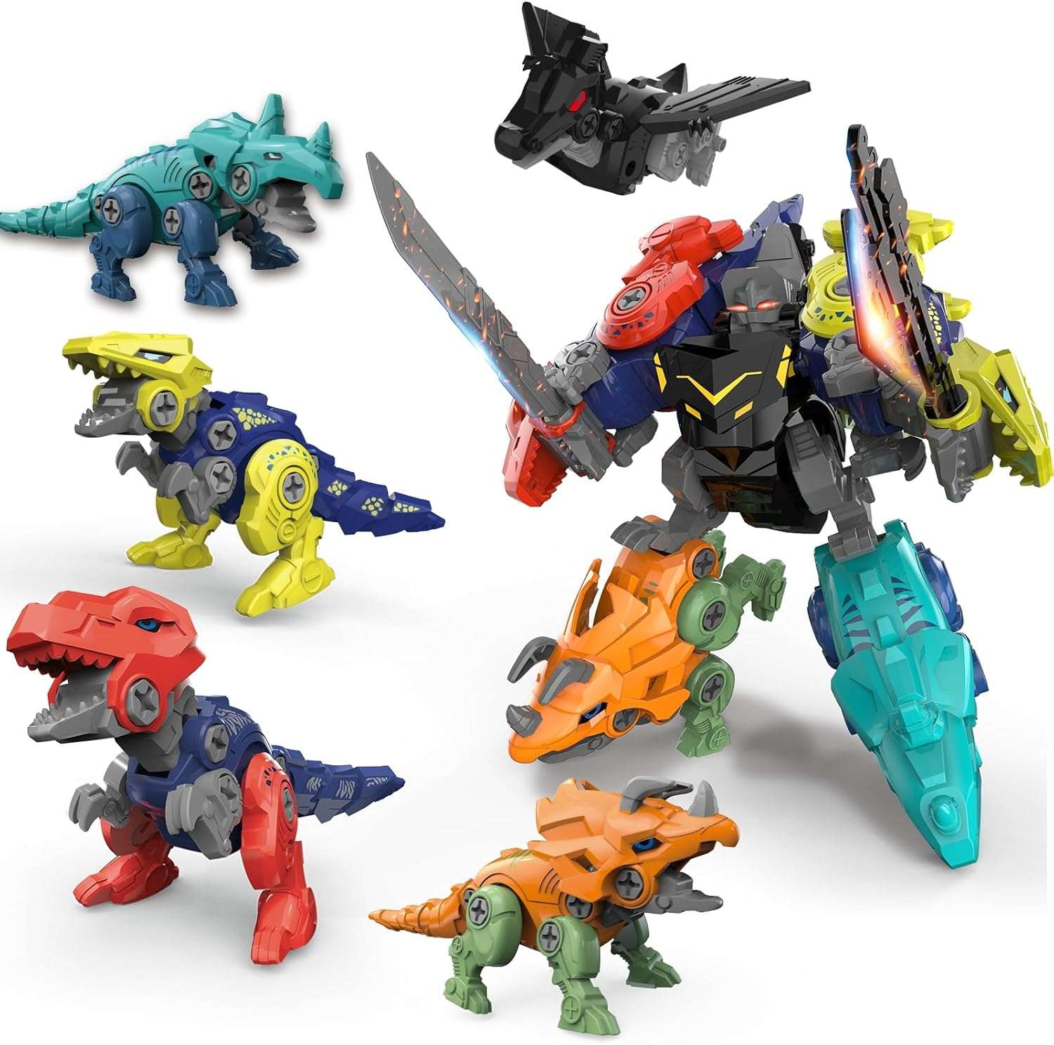 5-In-1 Dinosaur Robot Toys Set for Kids Ages 3-8 | Take Apart Construction Building Kit, DIY STEM Toy for Boys Gift Birthday, Christmas, Easter image number 5
