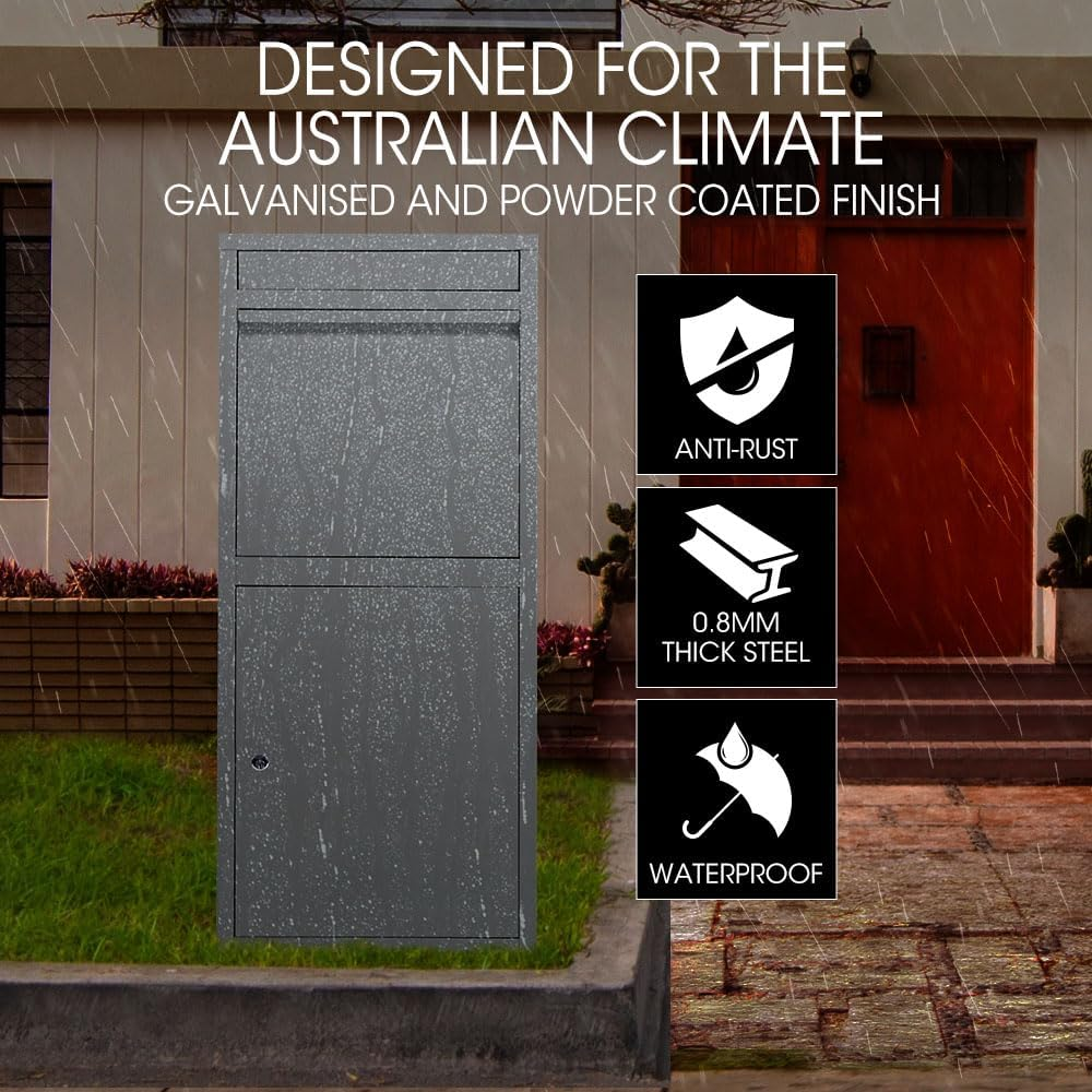 Fortia Freestanding Parcel Post Box Letterbox, Letter Slot, Woodland Grey image number 2