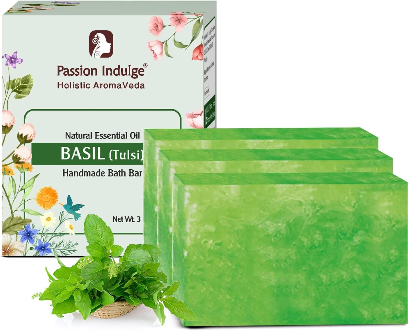 Passion Indulge Natural Handmade Peppermint Soap | Herbal Bathing Soap for Healthy Skin | Natural Bath Bar with Pure Essential Oils | Cools & Refreshes | All Skin Types | Each 100G - Pack of 3 image number 5