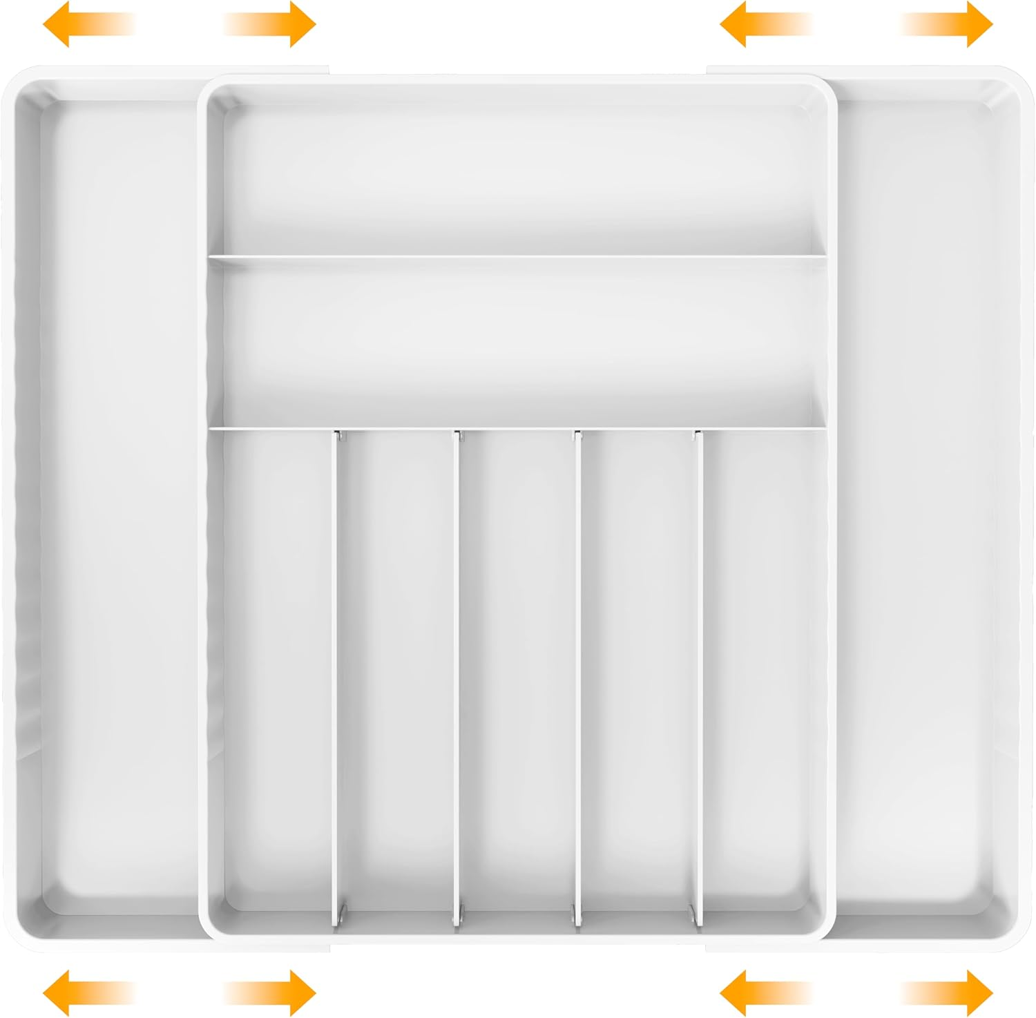 Simplehouseware Expandable Cutlery Drawer Organiser, Adjustable Flatware and Utensil Tray for Kitchen, White image number 5