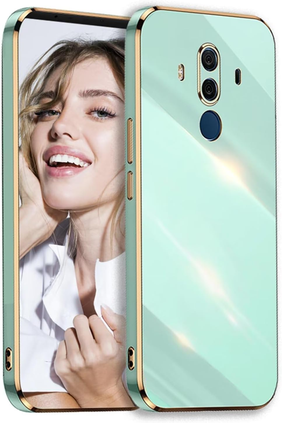 POUHYE Mobile Phone Case for Huawei Mate 10 Pro, Original, Girls' Galvanised Camera Protection, Soft TPU Silicone Protective Case, Ultra Thin Case, Shockproof Case for Huawei Mate 10 Pro, White