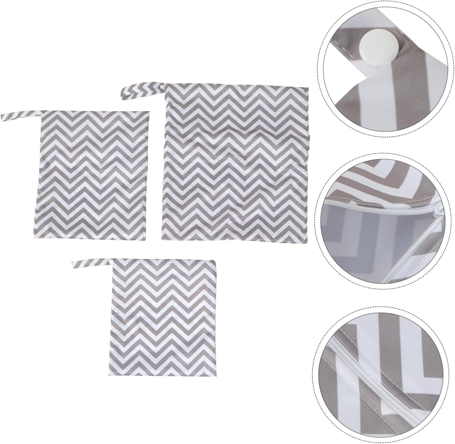 3Pcs Diaper Storage Bag Reusable Wet Dry Storage Pouches for Nursery Travel Multiple Compartments