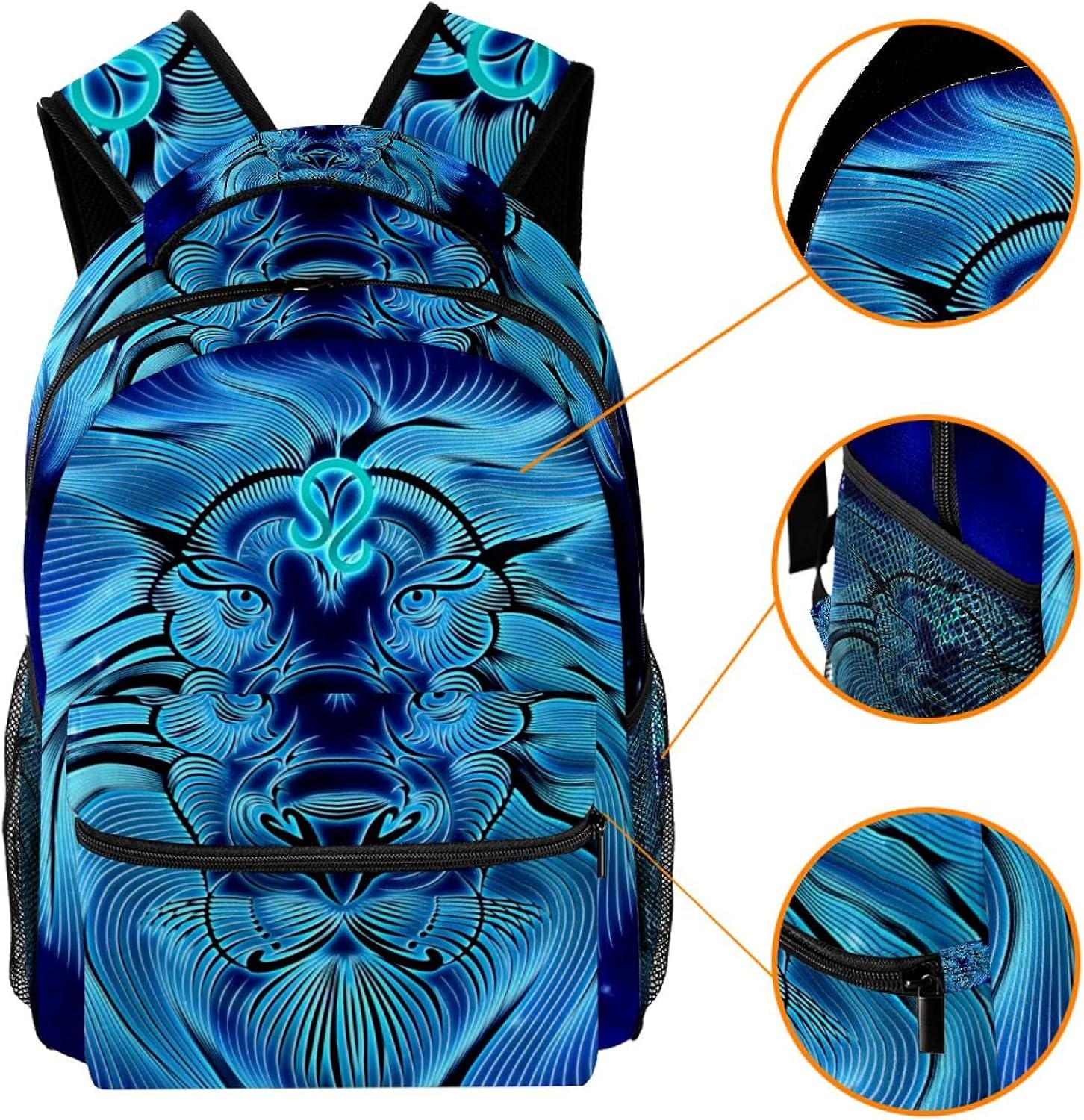 Zodiac Sign Lion Design Backpack Students Shoulder Bags Travel Bag College School Tote Backpacks image number 5