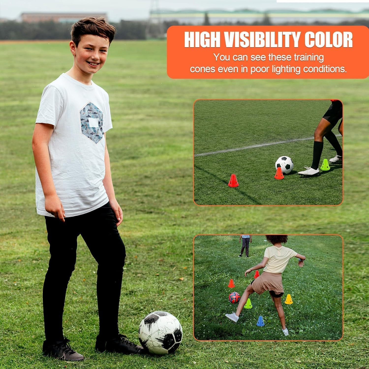 Training Field Marker Plastic Cones, 20Pcs Plastic Sports Cone Training Soccer Cone, Mini Sports Training Cones, Plastic Windproof Skating Slalom Cones for Skate Practice Sport Training image number 5