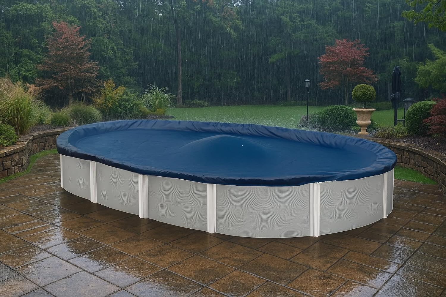 Premium Winter Pool Cover for above Ground Oval Pool, 12' X 18' Ft., Aboveground Pools Winter Cover, Heavy Duty, Includes Winch and Cable, UV Protection image number 2