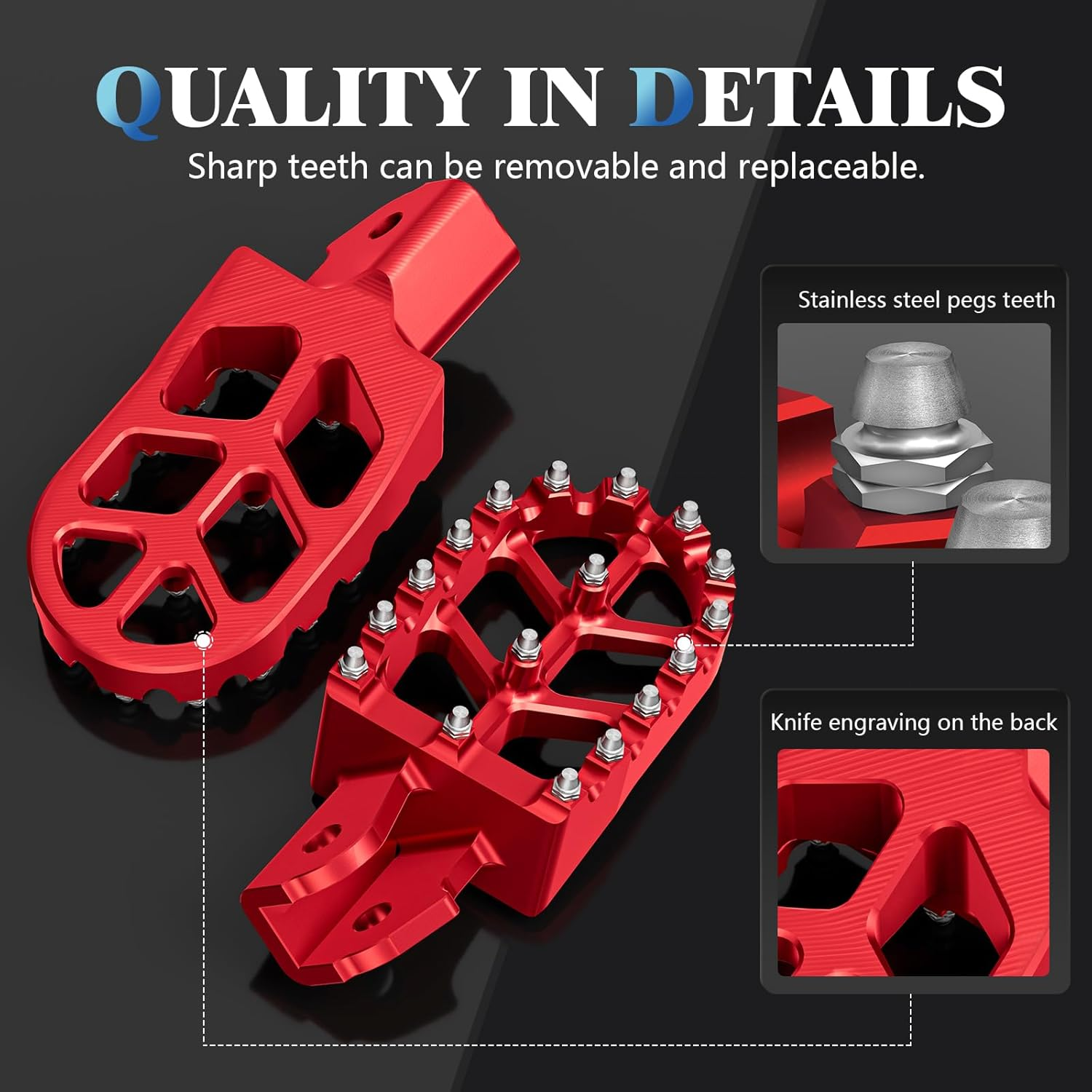 IUVWISN Electric Dirt Bike Wider Foot Pegs Footpegs CNC for Surron Sur Ron LBX Eride Pro SS 2.0 3.0 E-Ride Pro SR/S 79Bike Falcon GT Ventus One Talaria Sting MX3/R MX4 Red image number 4