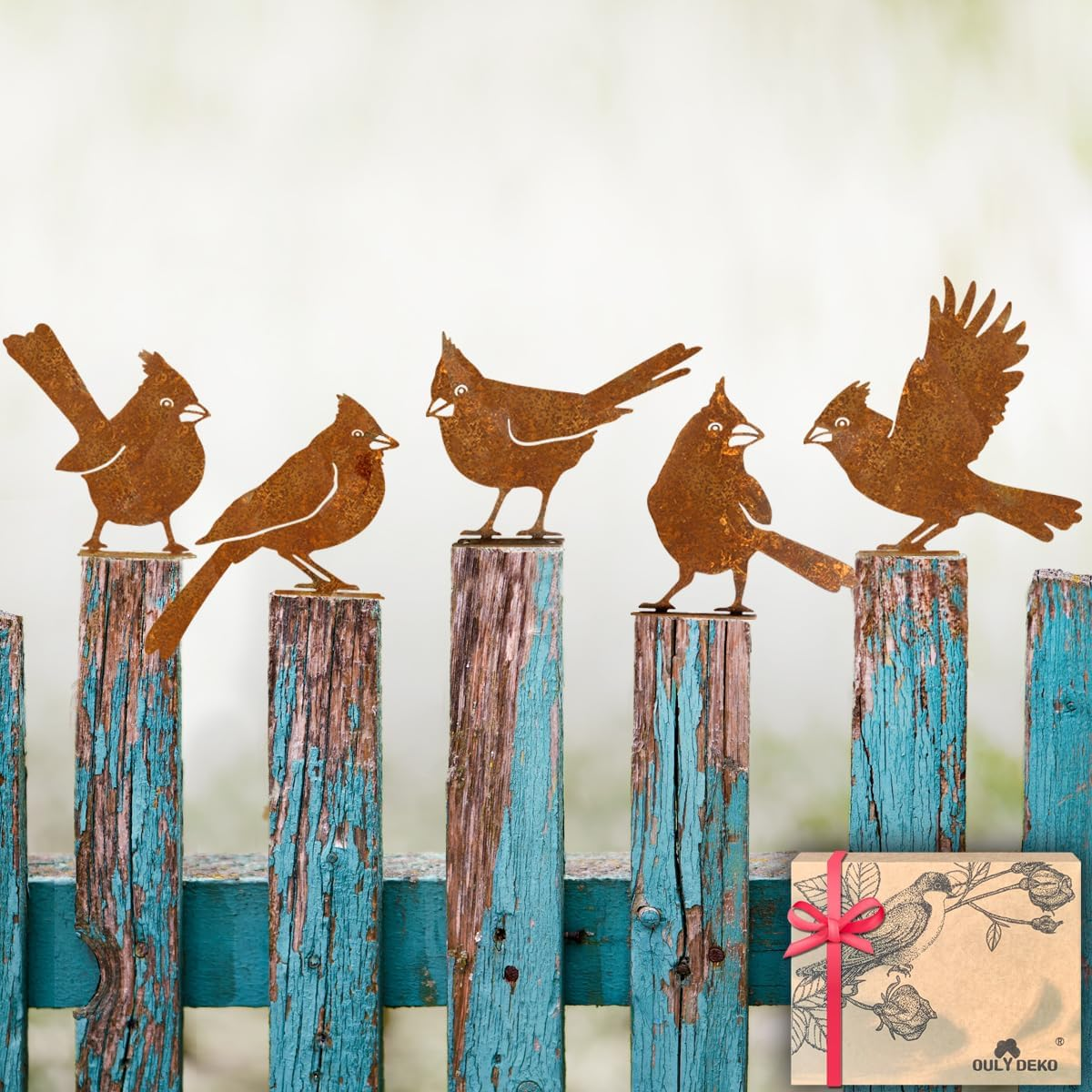 5PCS Rusty Birds Decoration,Outdoor Bird Wall Decor,Metal Birds Yard Decor, Metal Birds Craft Statue Ornaments - Garden Sculptures and Yard Art, Fence Decorations Outdoor,Rustic Garden Decor image number 3