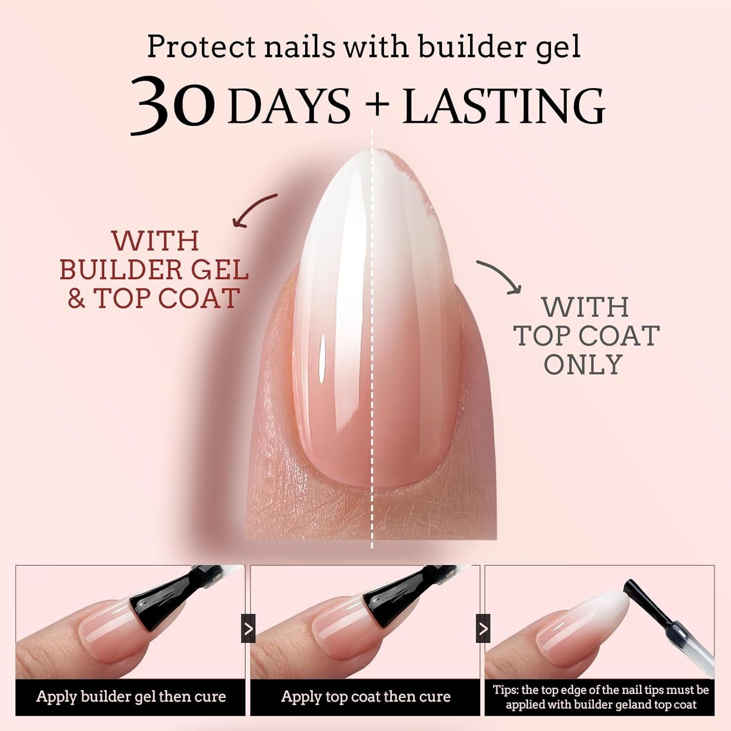 Btartboxnails XCOATTIPS Ombre Nails - Short Almond Press on Nails, 160Pcs 16 Sizes Nude Press on Nails Peach, Soft Gel Nails False Nail, Soak off Acrylic Fake Nails Extensions image number 5