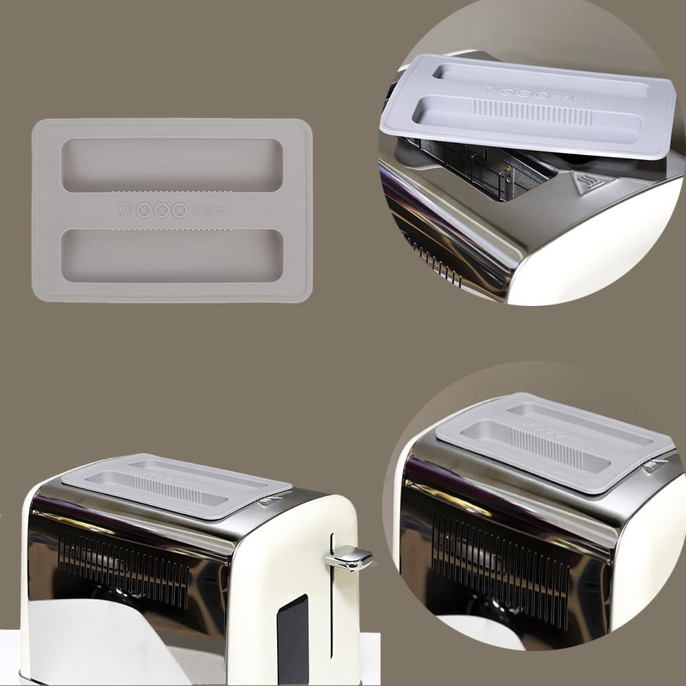 Toaster Lid Cover Silicone Covers, Toaster with Lid for Kitchen Coffee Toaster Accessories Washable Appliance Top Cover Sandwich Machine Part Accessories, General Size, Gray image number 4