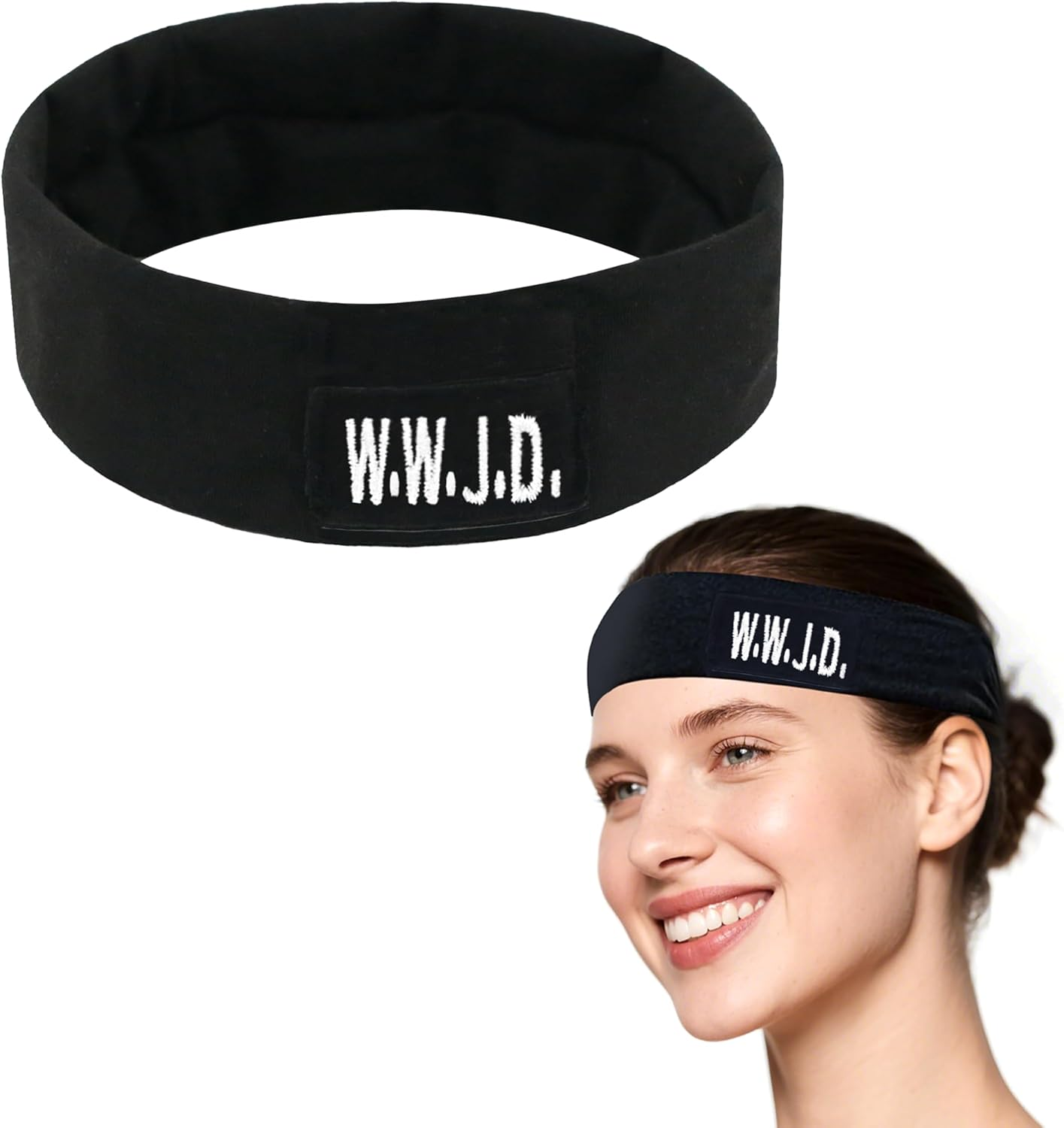 Daily Bible Verse Headbands for Women Non Slip,Soft Cloth Fabric Hair Bands with Nfc,Elastic Inspirational Christian Religious Hair Warp for Workout Yoga Running, Black