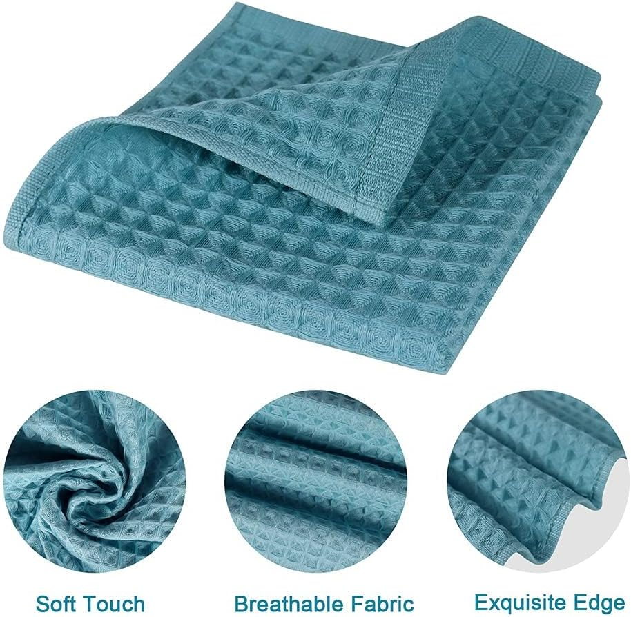 100% Cotton Kitchen Towels Set,Waffle Weave Kitchen Dish Cloth,Super Absorbent Kitchen Dish Towels for Drying Dishes 13.4X13.4 Inches Dish Rags for Washing Dishes 6 Pack Mixed Color,Hand Towels image number 6