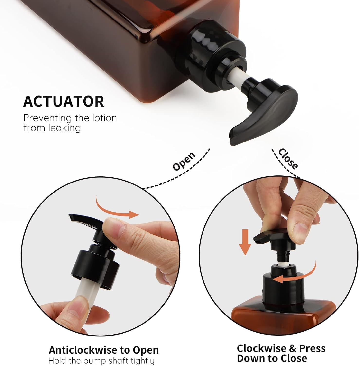 Segbeauty Square Emulsion Bottle, 3Pcs 16.9Oz/500Ml Refillable Cosmetic Pump Dispenser with Labels, Reusable Plastic Lotion Dispenser, Shower Container for Body Soap Conditioner Bathroom Hotel -Amber image number 2