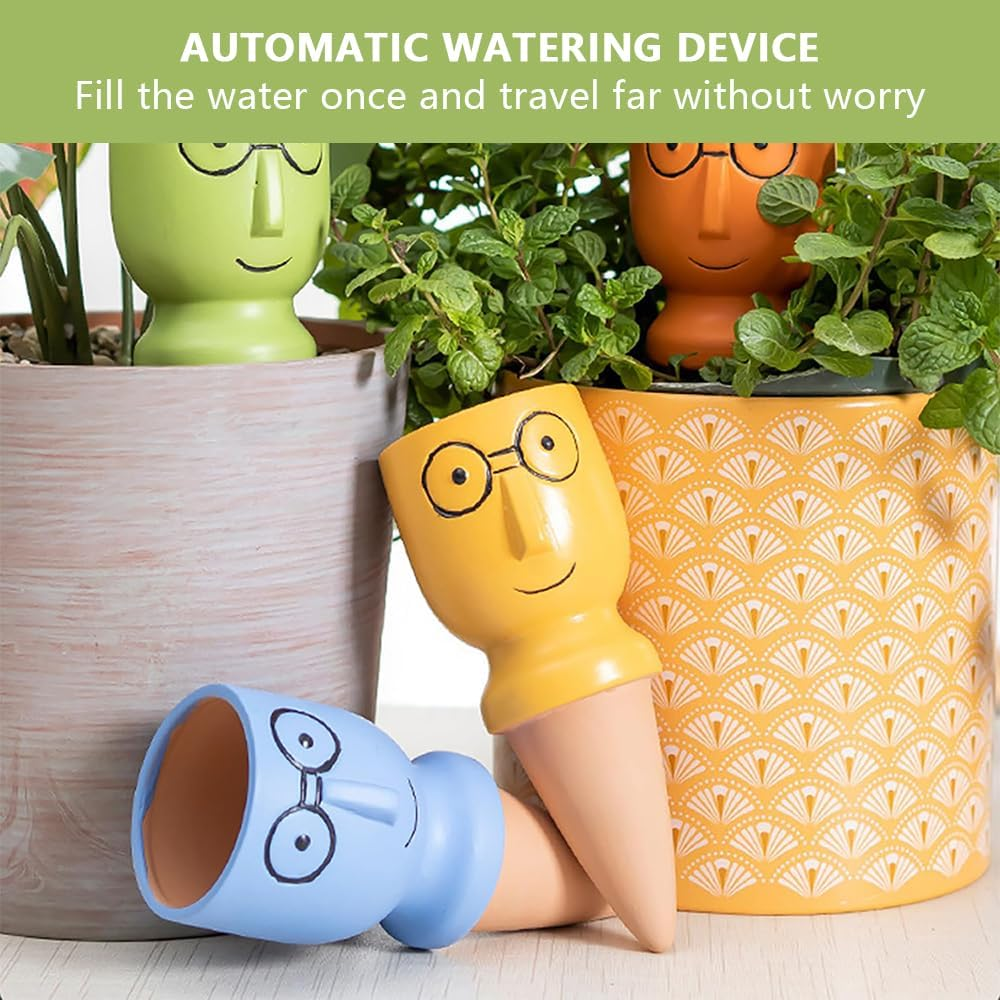 Terracotta Watering Spikes (4 Pack) &ndash; Self Watering Stakes for Indoor & Outdoor Plants &ndash; Automatic Slow Release Irrigation System for Vacation Plant Care(Cartoon) image number 2