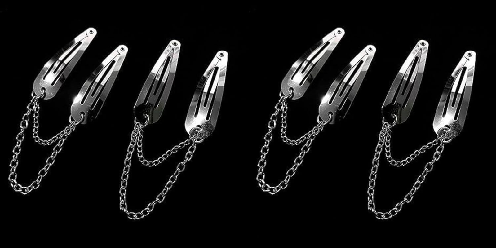 4Pcs Silver Metal Snap Hair Clips Chain Cross Heart Hair Barrettes Clips with Pendant Girls Hair Accessories，Hair Styling Accessories, Hair Care