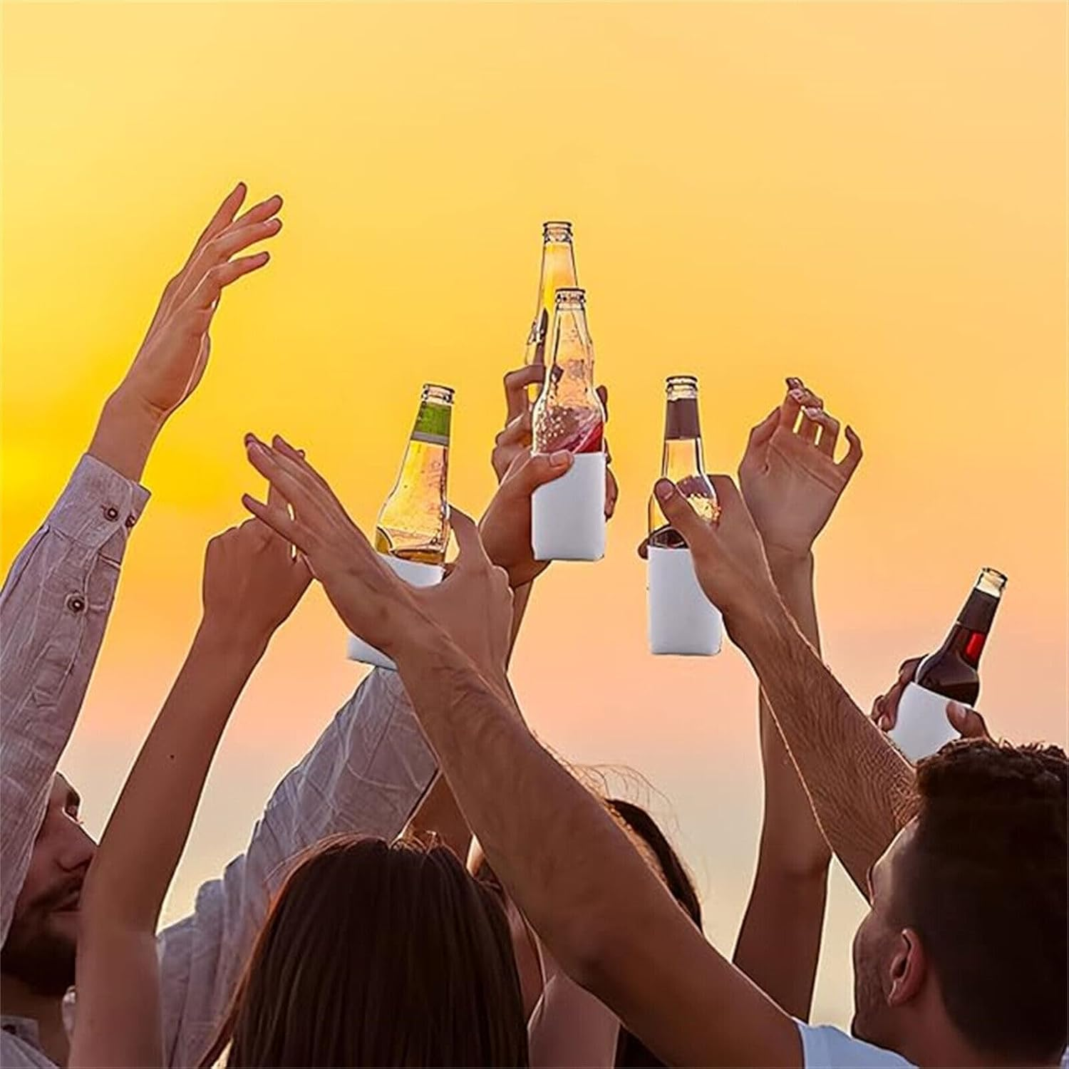 PARTY BESTBUY Blank Beer Can Cooler Sleeves 20PCS, Soft Insulated Reusable Beer Cooler Sleeves, Sublimation Blanks for Vinyl Plain Collapsible Foam Can Sleeves Coolers for Soda Cans and Bottles(White) image number 5