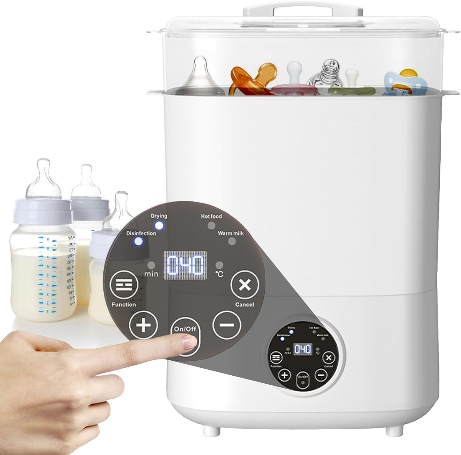 Baby Bottle Sterilizer and Dryer, 5-In-1 Large Capacity Bottle Sanitizer and Dryer, 2 Layers Compact Baby Bottle Electric Steam Sterilizer and Dryer for Baby Bottles, Pacifiers, Pump Parts
