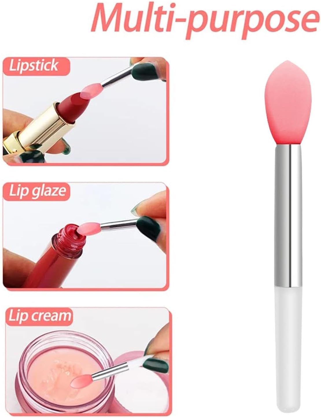 Lipstick Applicator Wand, Lip Brush for Lipstick - Lip Brush Applicator Lip Gloss Drip Applicator - Lip Balm Applicator Lipstick Applicator, Silicone Lip Wand Small Lip Smudge Brush image number 6