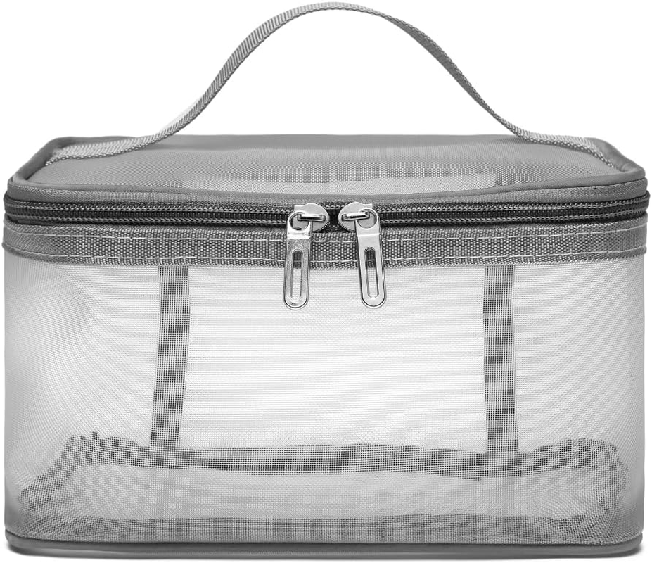 DDPOND Makeup Bag Nylon Mesh Toiletry Bags Single/Double Layer Cosmetic Brush Organizer Pouch Waterproof Case for Personal Care