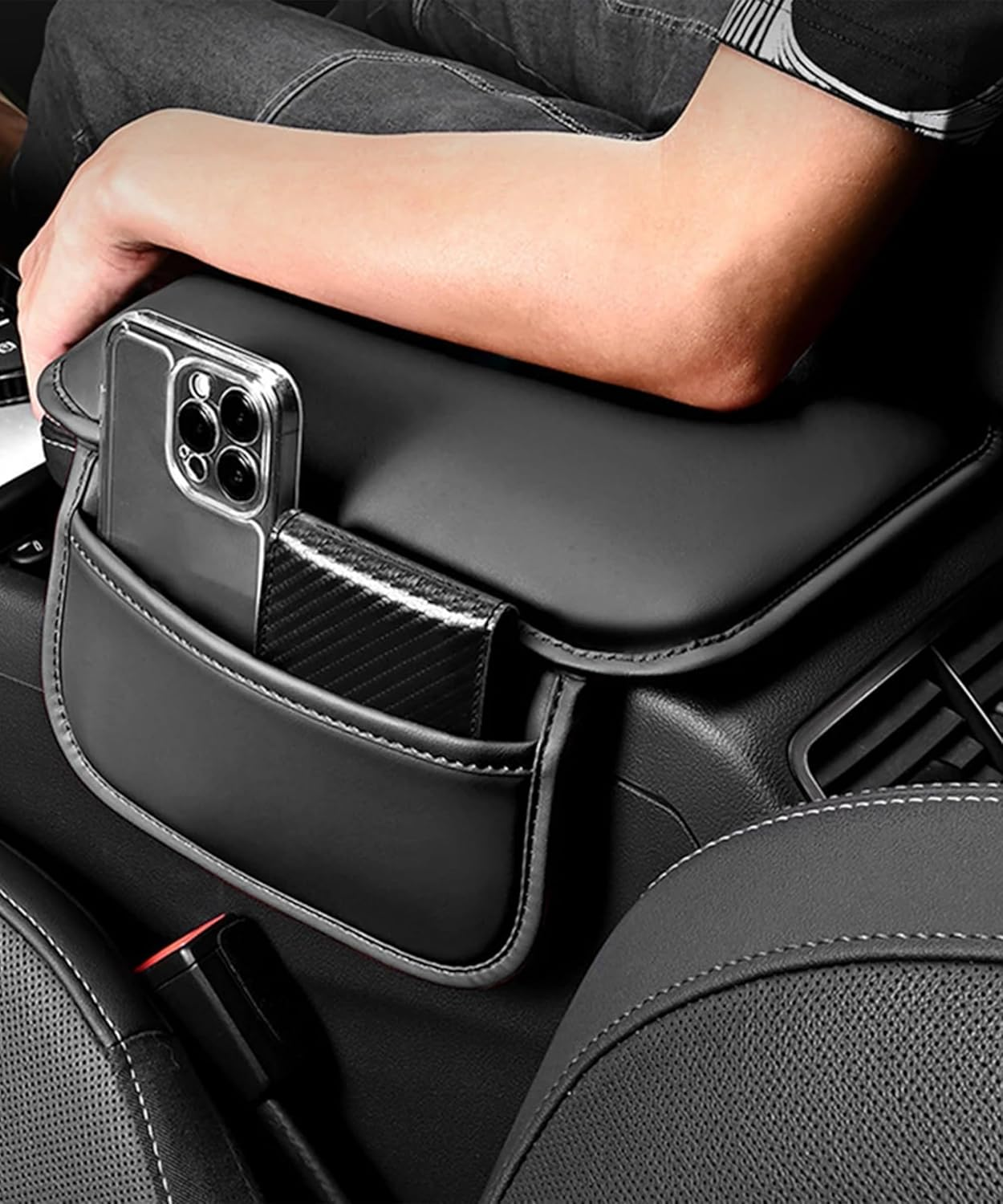 Center Console Cover,Arm Rest Cover for Car,Car Accessories Car Center Console Cover,Center Console Cover with Storage Bag,Car Interior Accessories for Most Vehicles Vehicles SUV (Black) image number 1