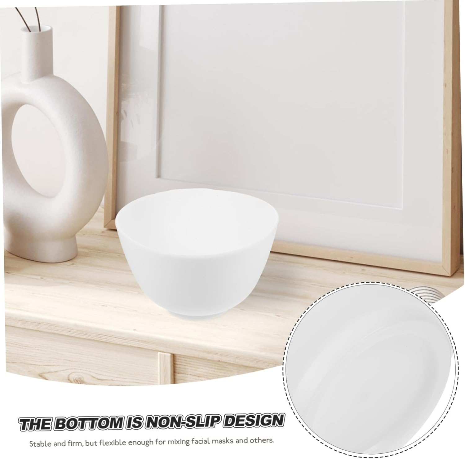 MERRYHAPY Silicone Bowl for Home Use Odorless Anti-Drop Mask Mixing Prep Measuring Bowl White Reusable for Facial Masks