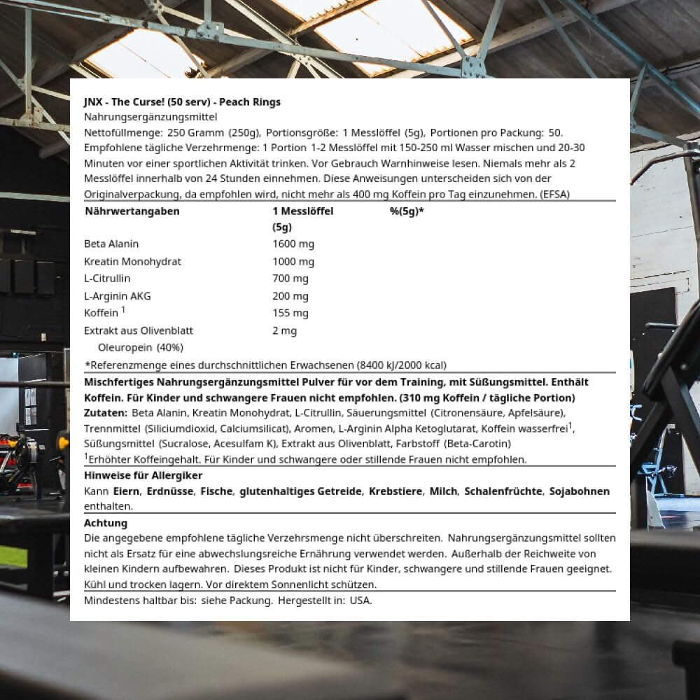 JNX Sports the Curse Pre-Workout Powder - Peach Rings, Peach Rings, 250 Grams