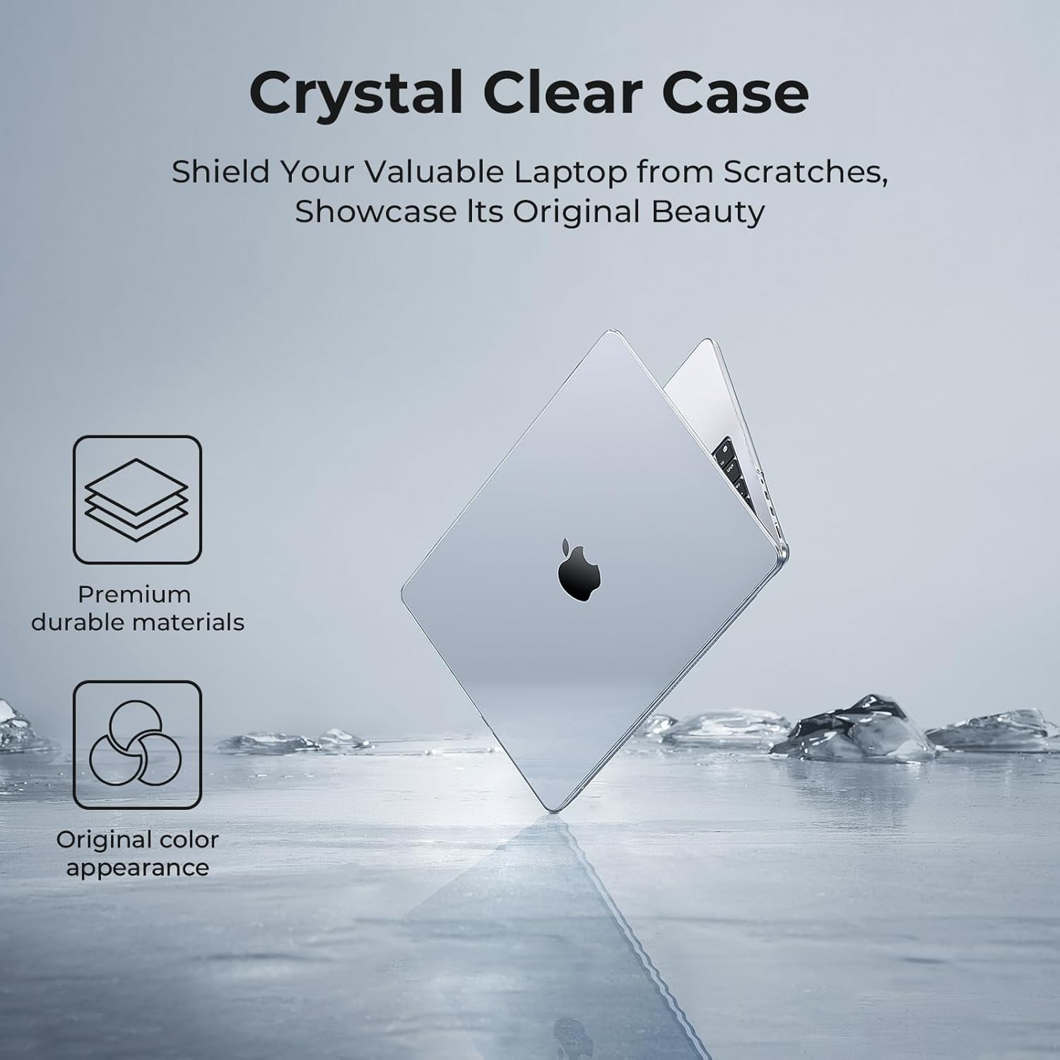 Eoocoo Compatible with Macbook Air 15 Inch Case 2025 2024 2023 Release M3 A3114 M2 A2941 with 15.3 Retina Display, Plastic Hard Shell Case &Keyboard Skin&Camera Cover&Type C Adapter, Crystal Clear