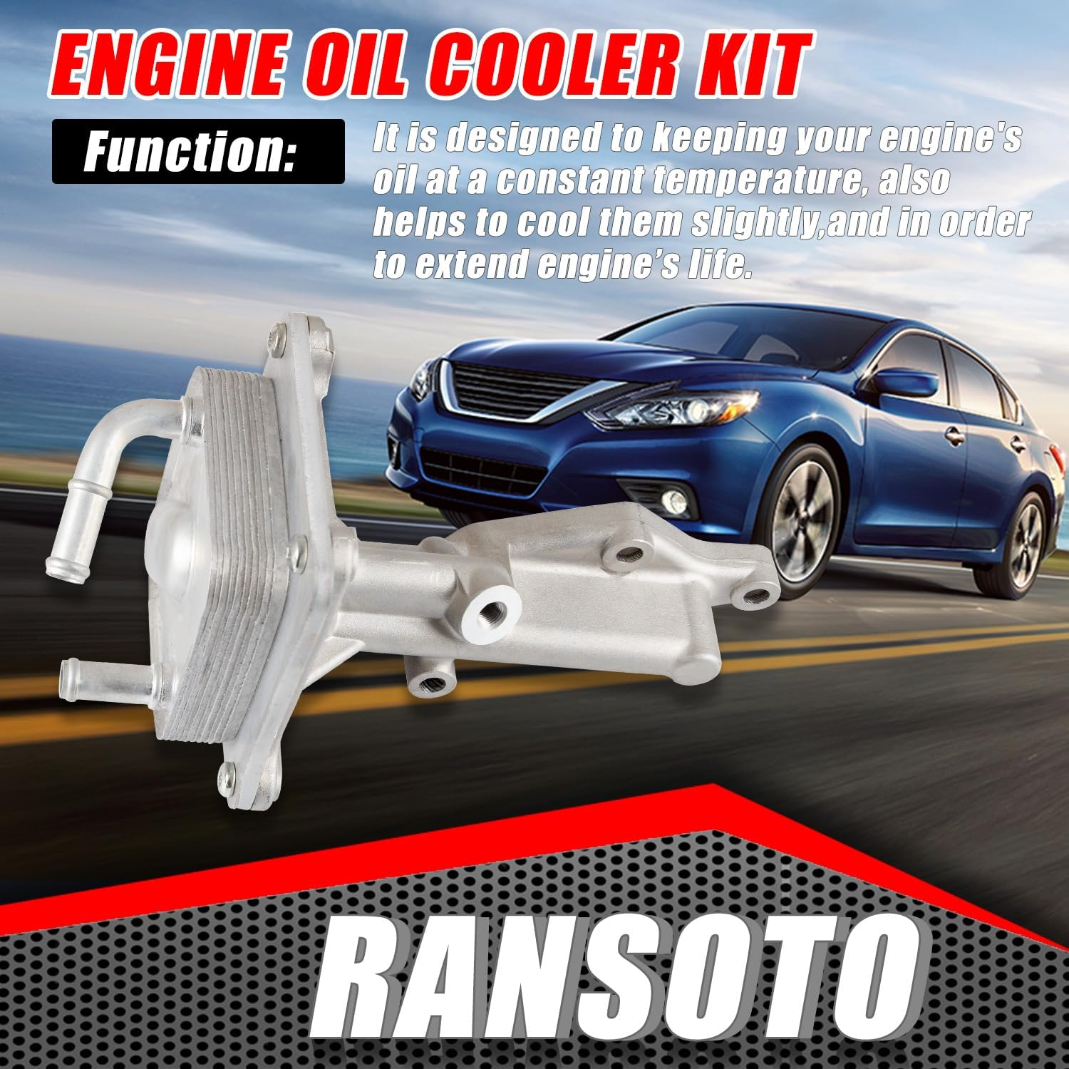 Engine Oil Cooler Kit with Gasket Compatible with Nissan Altima Sentra Rogue 2.5L 2007-2013 Replaces 21300-JA06A 21304-JA00A image number 6