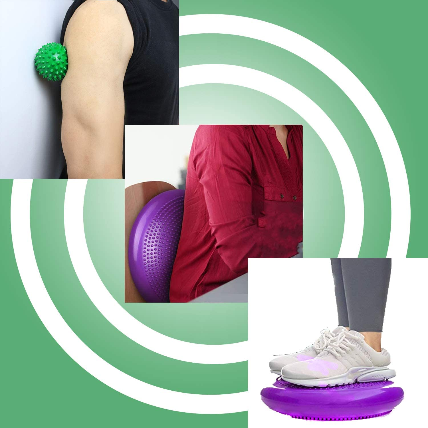 Wobble Cushion, Balance Disc, Wiggle Seat, Balance Pads for Physical Therapy, Stability Disc, Wobble Board for Dogs, Office, Sensory Kids, Classroom with Spiky Massage Ball - Purple image number 6