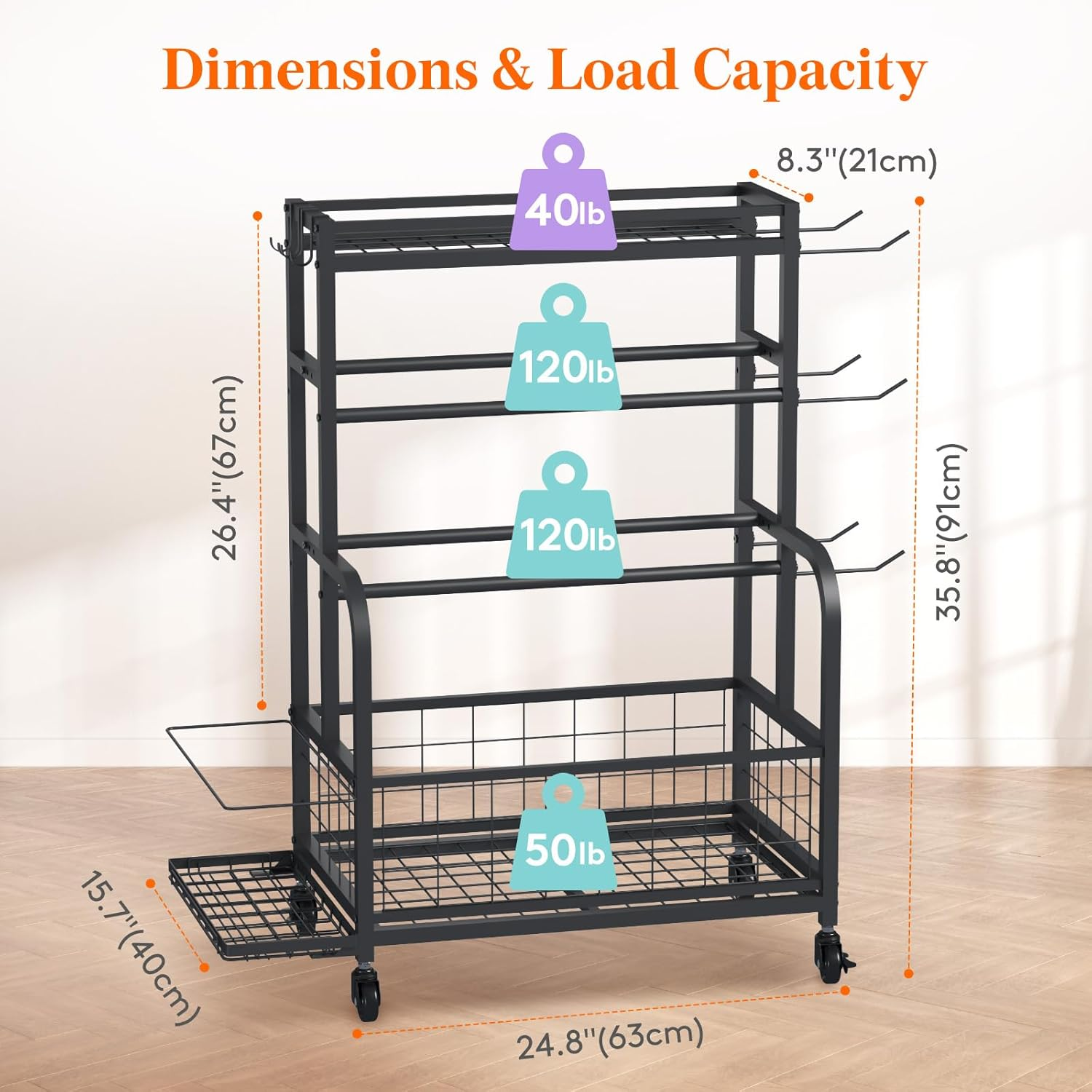 Lifewit Weight Rack for Home Gym, Dumbbell Rack, Kettlebell Rack, Yoga Mat Holder, Home Gym Storage with Wheels for Strength Training