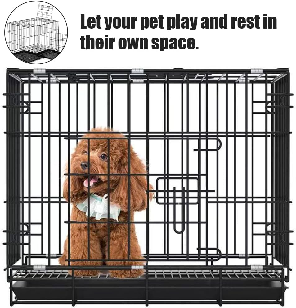 Dog Crat,Foldable Pet Basket,Double Door Dog Crate,Puppy Playpen House,Chew Proof Dog Chest,Portable Travel Cage, for Pets up to 50 Pounds image number 5