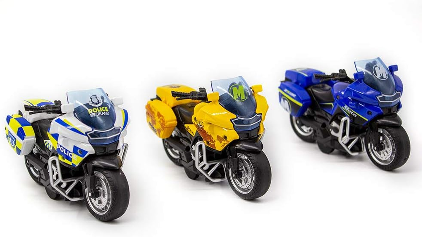 Die Cast Toy Motorcycle Model - Pull Back Vehicles with Sounds and Lights, Motorcycle Toys for Kids 3-9, for Youngsters Who Are into Collectible Scaled Cars and Motorcycles (Blue) image number 4