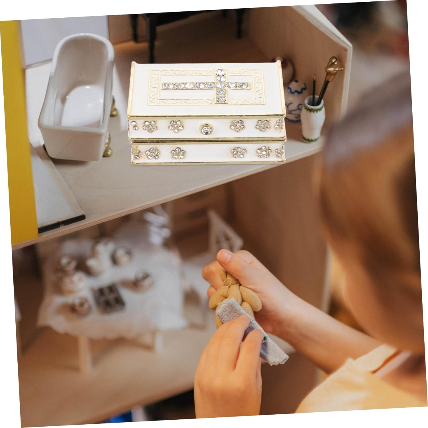 Simulated Ornament Vintage Book Shape Storage Box for Jewelry and Keepsakes Compact and Easy to Clean Design for Home Decor and Present Giving image number 1