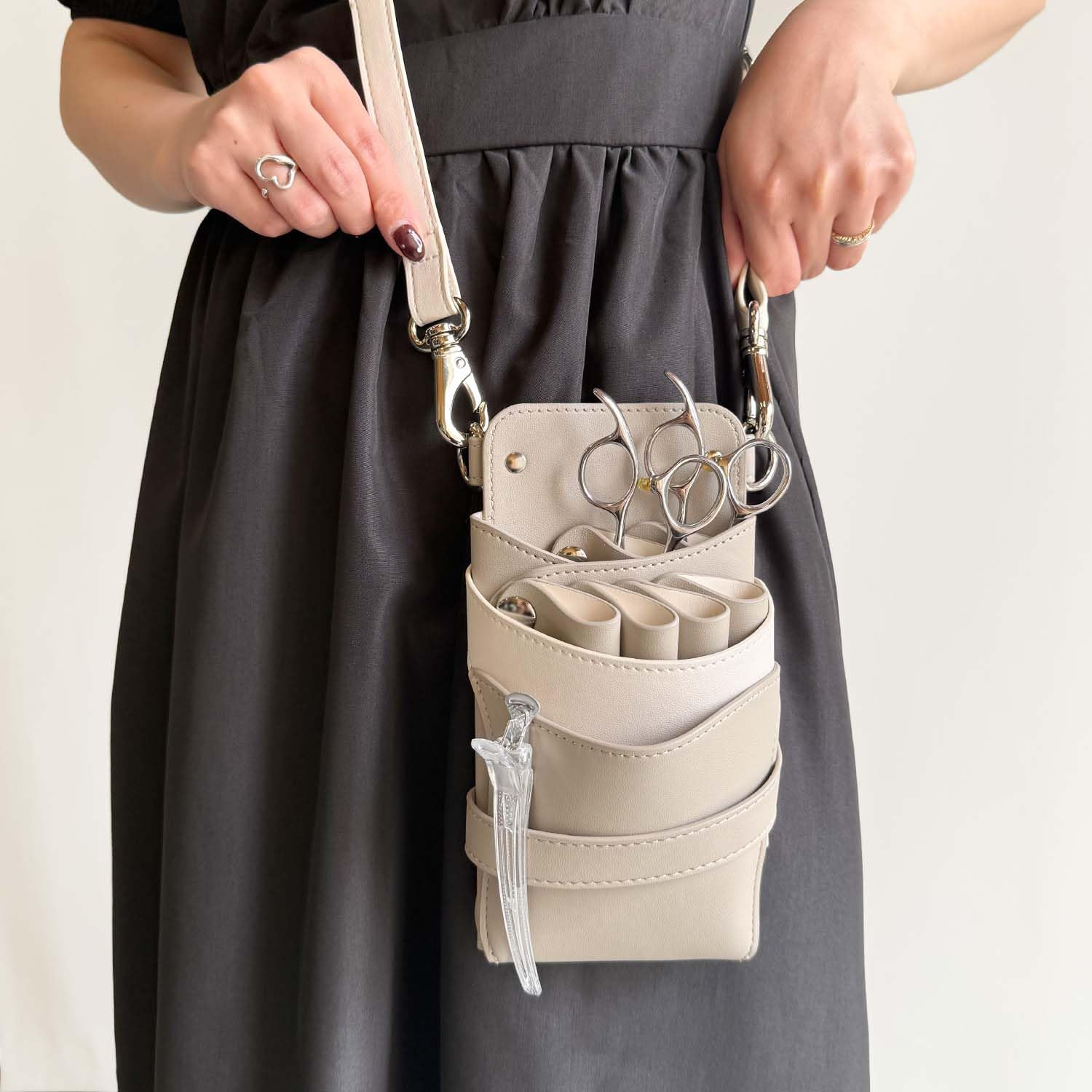 DEEDS S-414 Scissor Case for 4 to 6 Scissor Case, Greige X White image number 4