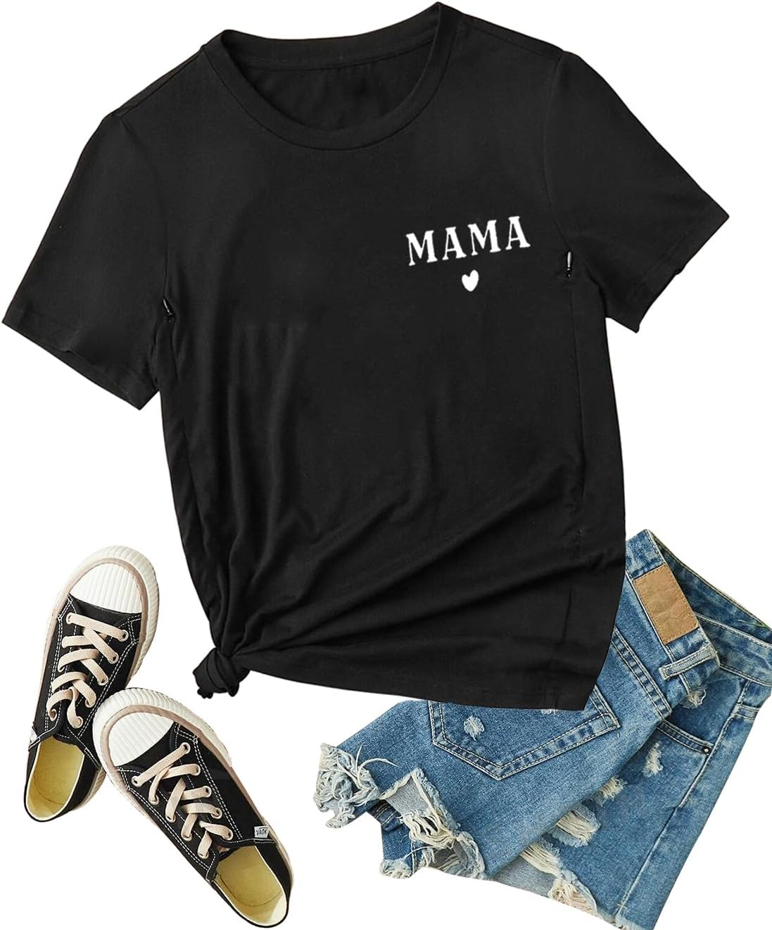 Women Maternity Nursing Shirt Funny Mama Shirt Cute Leopard Heart Graphic Tees Friendly Zip Maternity Breastfeeding Tops