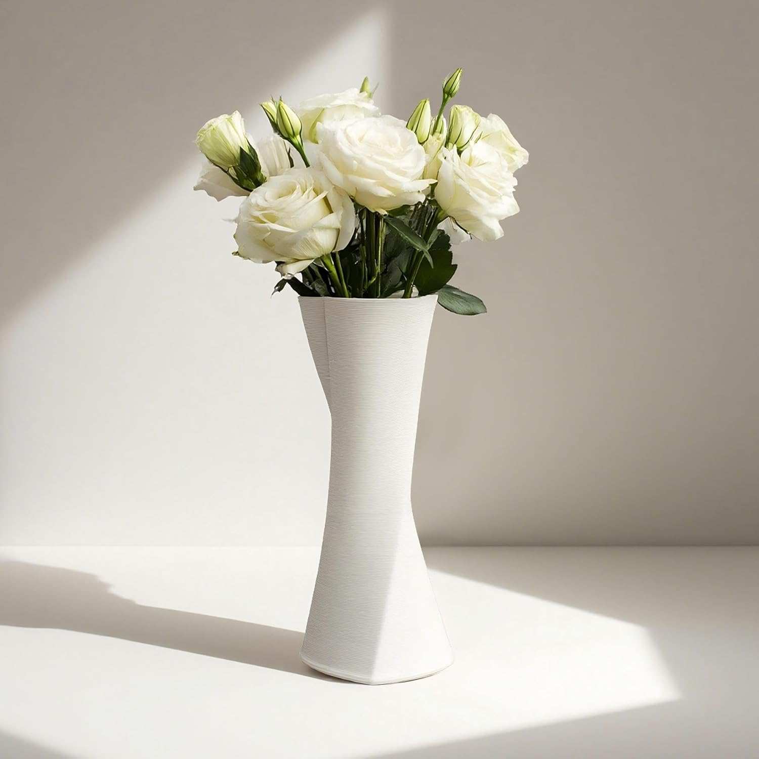 Ballarart CO Ceramic Vase for Home Decor - White Flower Vase Living Room Decor, Modern Decorative Vase with Anti-Slip EVA Base image number 5