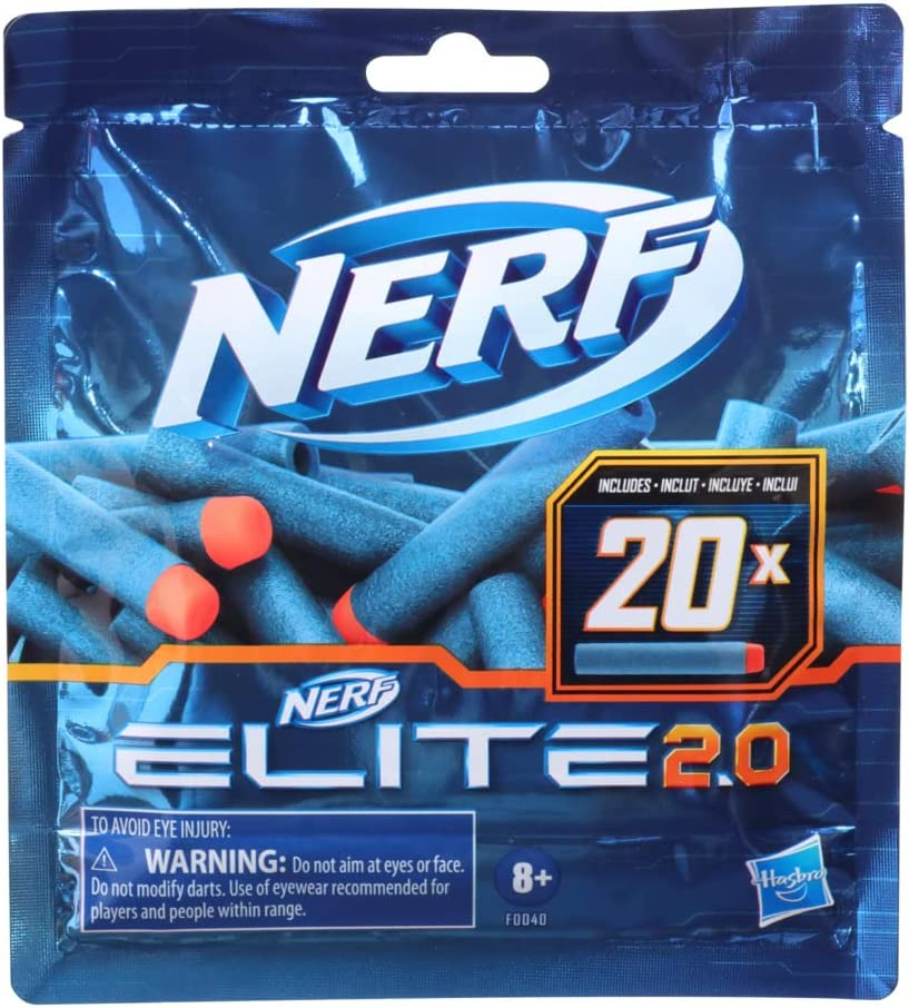 Nerf Elite 2.0-20-Dart Refill Pack - 20 Official Nerf Foam Darts for Nerf Elite 2.0 Blasters - Compatible with All Nerf Elite Blasters - Toys for Kids - F0040 -Ages 8+ image number 1