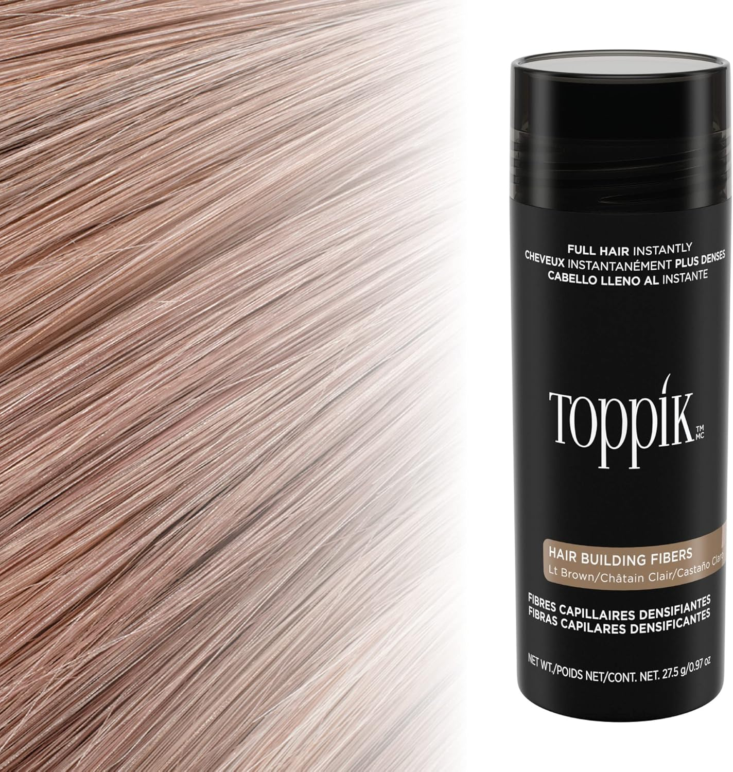 Toppik Hair Building Fibres Light Brown, 55G - Thicker Fuller Look Instantly, Natural Keratin Protein, Wind Sweat & Rain Resistant, Easy to Apply, for Men & Women Who Are Thinning
