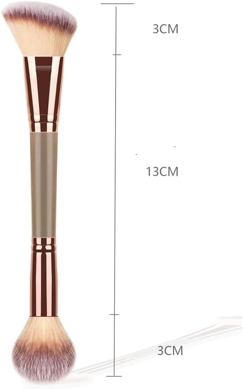 ZXUY Double-Ended Makeup Brush,Face Makeup Brush Foundation Blush Brushes Kabuki Magic High-Density Brush Multifunctional Base Makeup Brush Tool (Rose Gold) image number 3